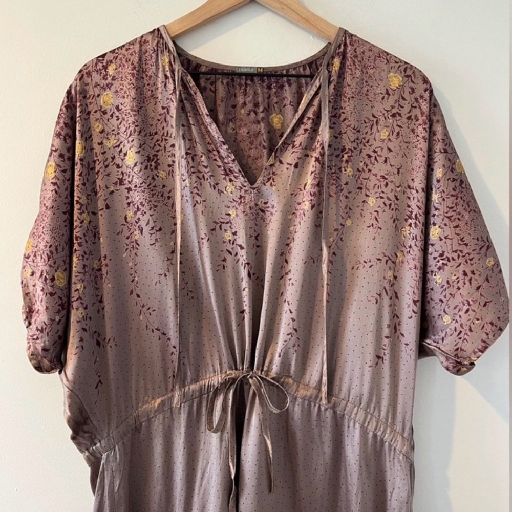 Matta NY silk dress floral tunic midi dress medium tie waist RARE - Picture 7 of 9